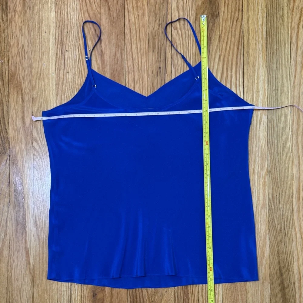 Silk V-Neck Cami Tank Top - Cobalt Blue - Picture 3 of 3